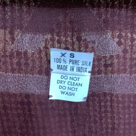 Vintage Fully Sequined Silk Brown White Aztec Design Surplice Tunic Dress XS - Picture 15 of 17